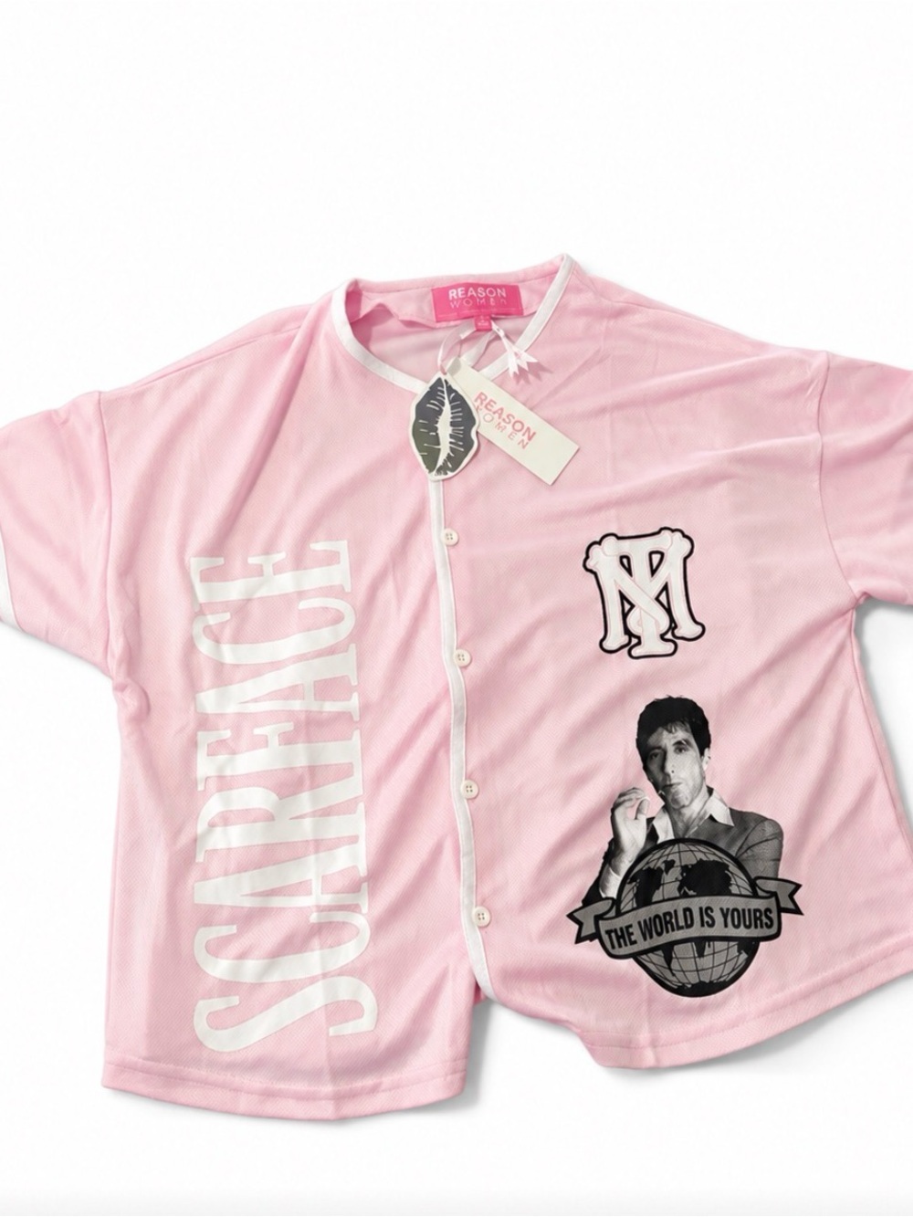 Reason Pink Scarface Graphic Button-Front Kids Top